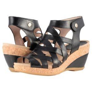 Dansko Black Cecily Full-Grain Leather Wedge Sandal-41-gently and barely used